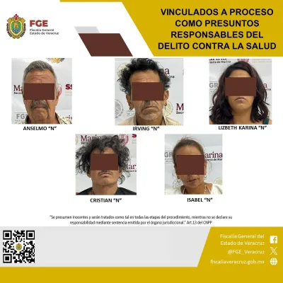 Fiscalía General del Estado desmantela grupo delincuencial; cinco detenidos en la ciudad de Veracruz quedan en prisión preventiva